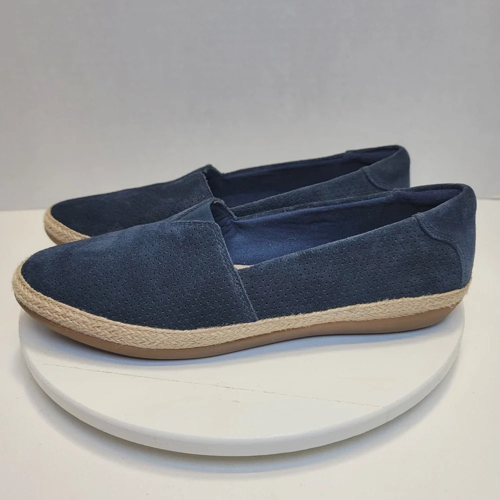 Clarks Collection Danelly Sky Espadrille Slip-Ons Navy Blue Suede US 9.5 M